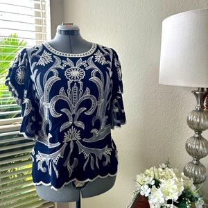 Embroidered Flutter Sleeve Tunic